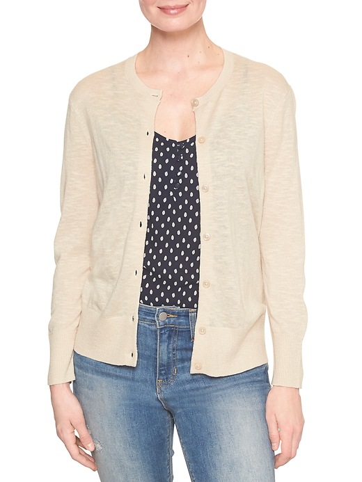 View large product image 1 of 1. Three-Quarter Sleeve Cardigan Sweater