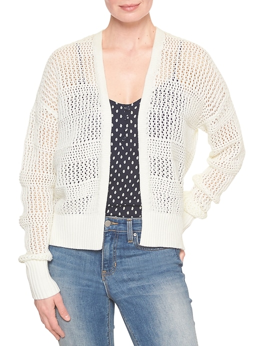 View large product image 1 of 1. Open-Front Drop-Shoulder Cardigan