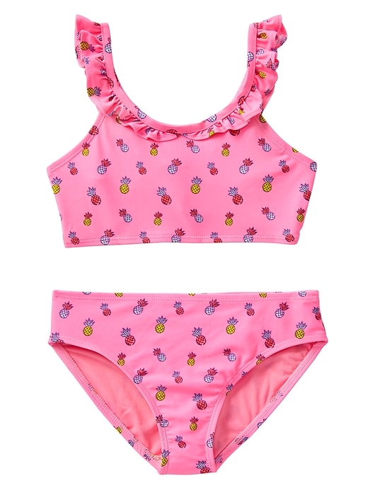 View large product image 1 of 1. Pineapple Ruffle Swim Two-Piece