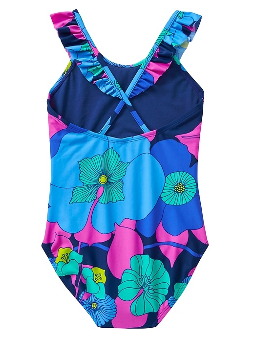 Image number 2 showing, Print Ruffle Swim One-Piece
