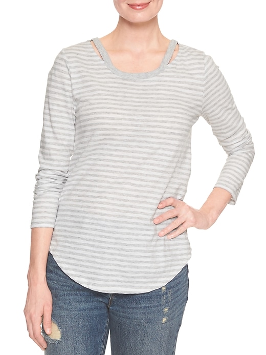 View large product image 1 of 1. Easy Slit-shoulder Tee in Slub Jersey