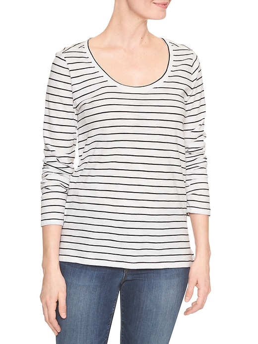 Image number 1 showing, Easy Stripe Long-Sleeve T-Shirt in Slub Jersey