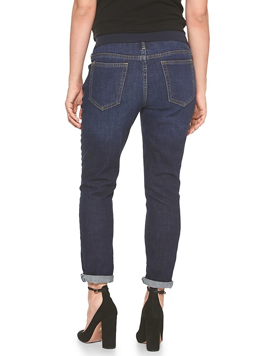 View large product image 2 of 3. Maternity demi panel best girlfriend jeans