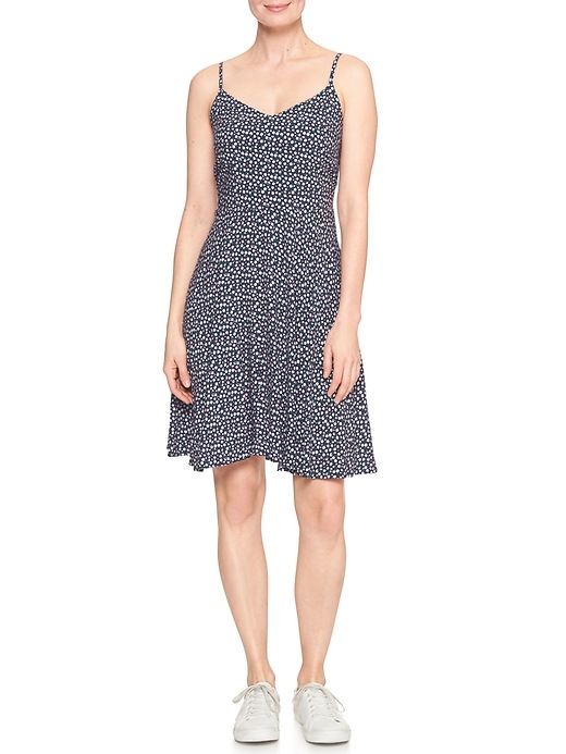 green emerald velvet dress Fit & Flare Crepe Midi Dress — GAP (International) main image 0