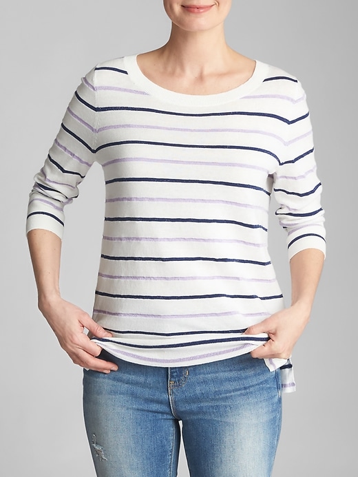 Image number 1 showing, Stripe Three-Quarter Sleeve Sweater