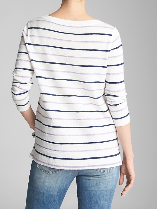 Image number 2 showing, Stripe Three-Quarter Sleeve Sweater