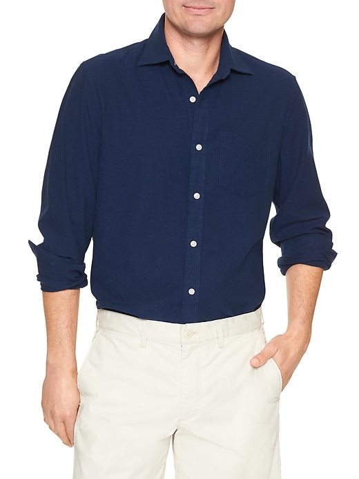 View large product image 1 of 1. Standard Fit Shirt in Linen-Cotton