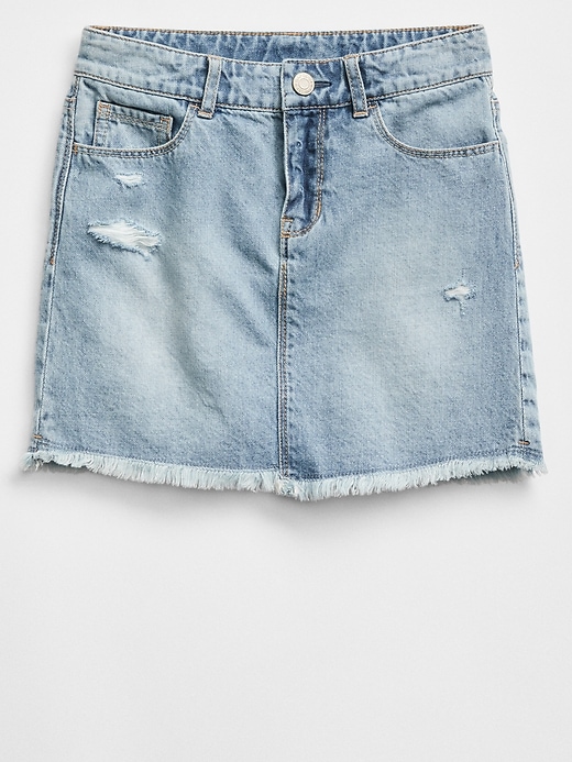 Image number 1 showing, Denim Skirt in Distressed
