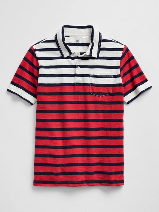 View large product image 1 of 1. Stripe Polo in Slub