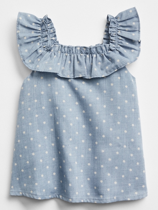 Image number 1 showing, Ruffle Top in Chambray