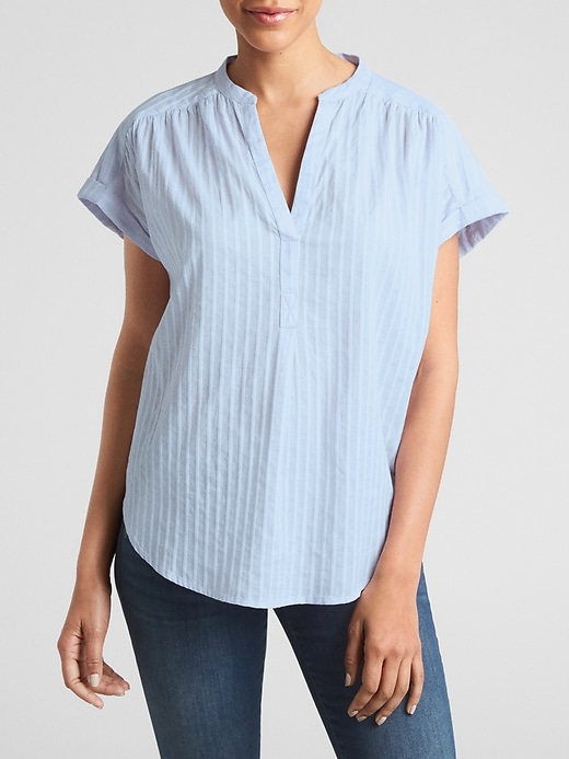 Short Sleeve Dobby Popover Shirt