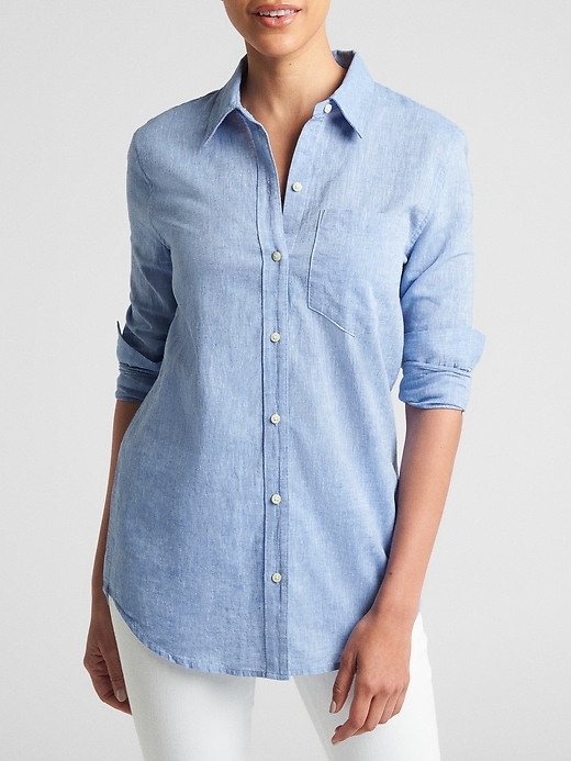 View large product image 1 of 1. Oversized Boyfriend Shirt in Linen