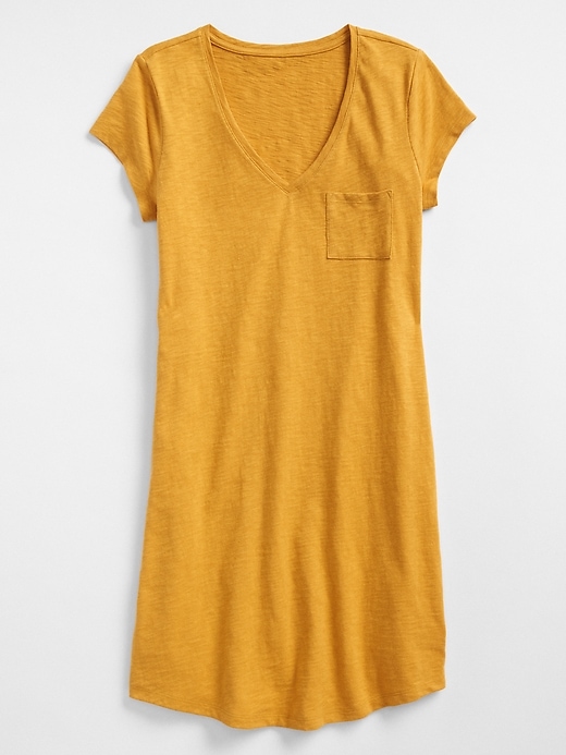 Image number 3 showing, V-Neck Pocket T-Shirt Dress in Slub