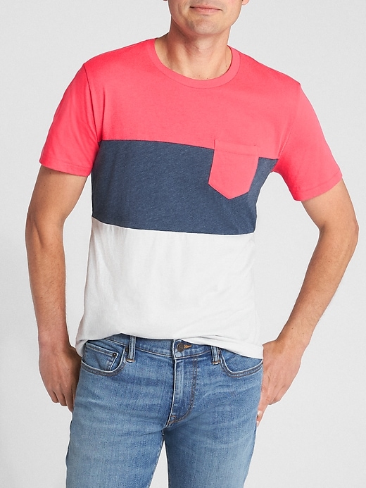 Image number 3 showing, Colorblock Crewneck Pocket T-Shirt in Jersey