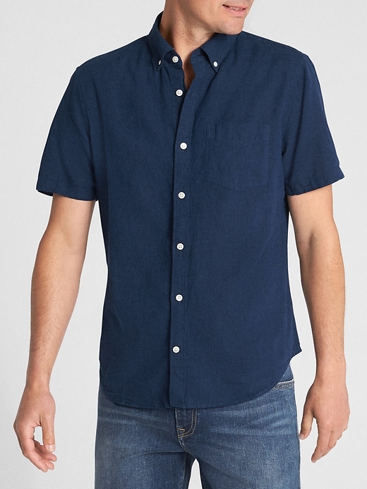 View large product image 1 of 1. Short Sleeve Shirt in Linen-Cotton