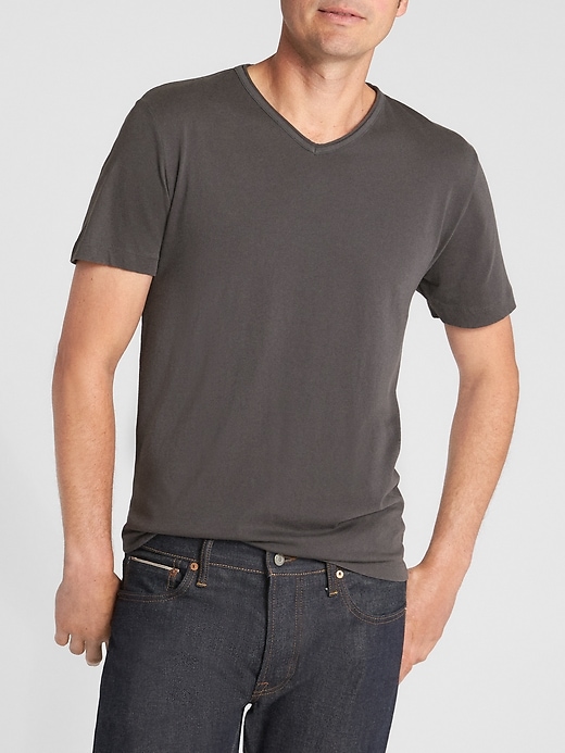 View large product image 1 of 1. Essential Short Sleeve V-Neck T-Shirt