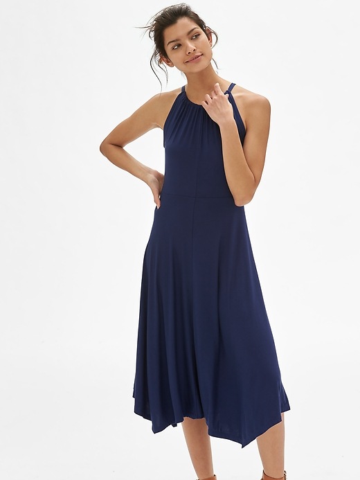 Halter-Neck Handkerchief Midi Dress | Gap Factory Halter-Neck Handkerchief Midi Dress | Gap Factory