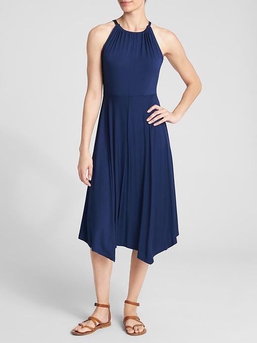 Halter-Neck Handkerchief Midi Dress | Gap Factory