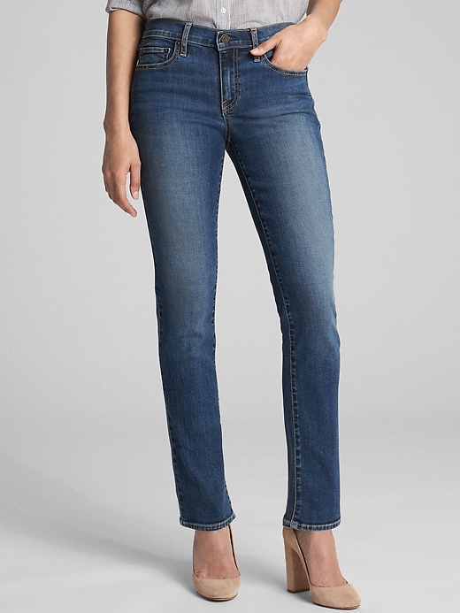 Image number 1 showing, Mid Rise Classic Straight Jeans