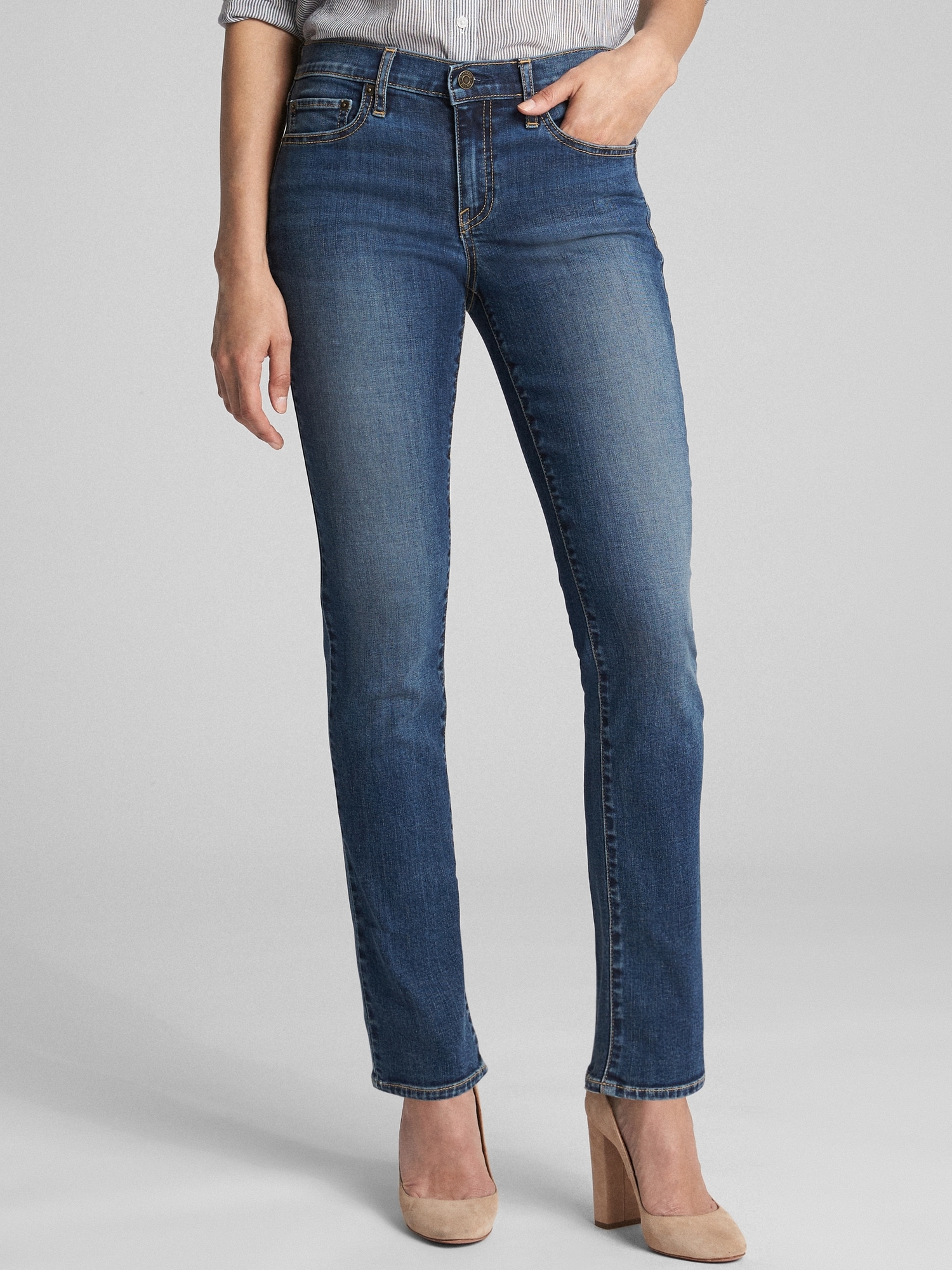 Mid Rise Classic Straight Jeans | Gap Factory