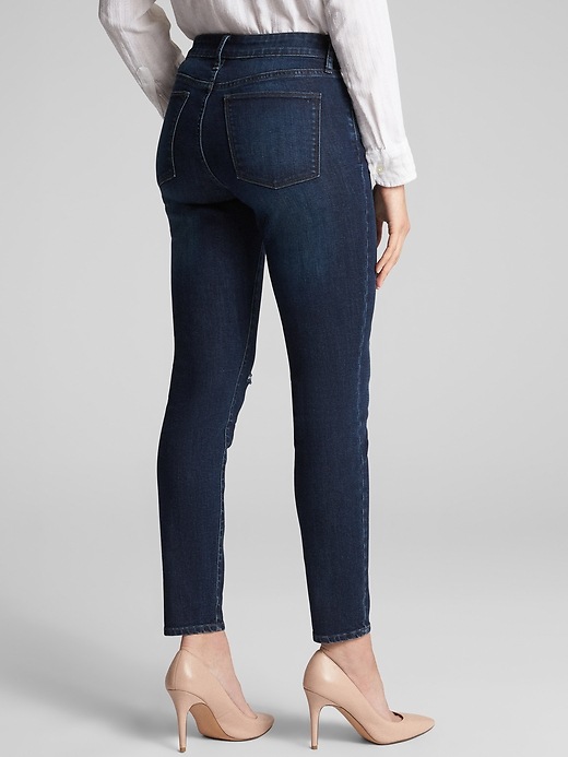 Image number 2 showing, Mid Rise Destructed Curvy True Skinny Jeans