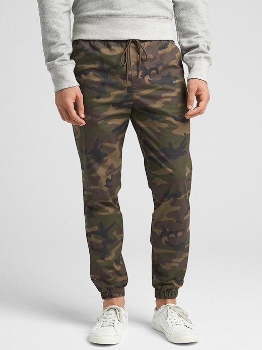 mens camo twill joggers