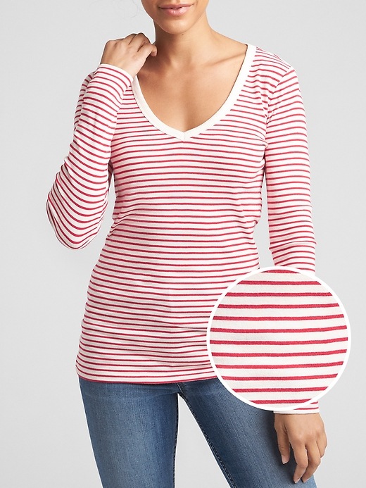Image number 3 showing, Favorite Stripe Long Sleeve V-Neck T-Shirt