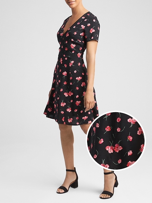 Image number 1 showing, Floral Fit & Flare Dress in Rayon