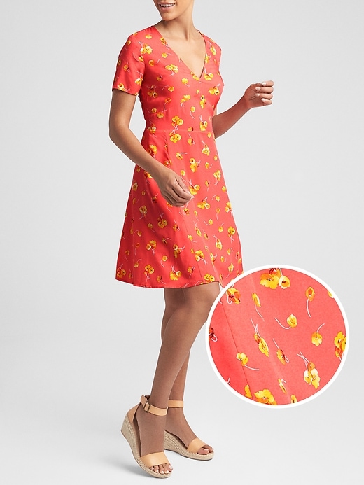 View large product image 1 of 1. Floral Fit & Flare Dress in Rayon