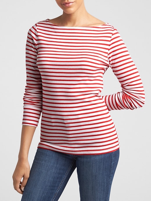 View large product image 1 of 1. Favorite Stripe Boatneck T-Shirt