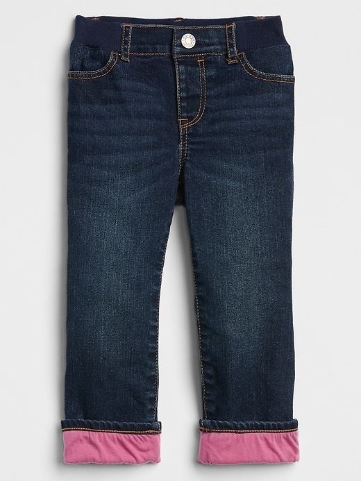 Image number 1 showing, Toddler Pull-On Straight Jeans in Stretch