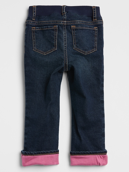 Image number 2 showing, Toddler Pull-On Straight Jeans in Stretch