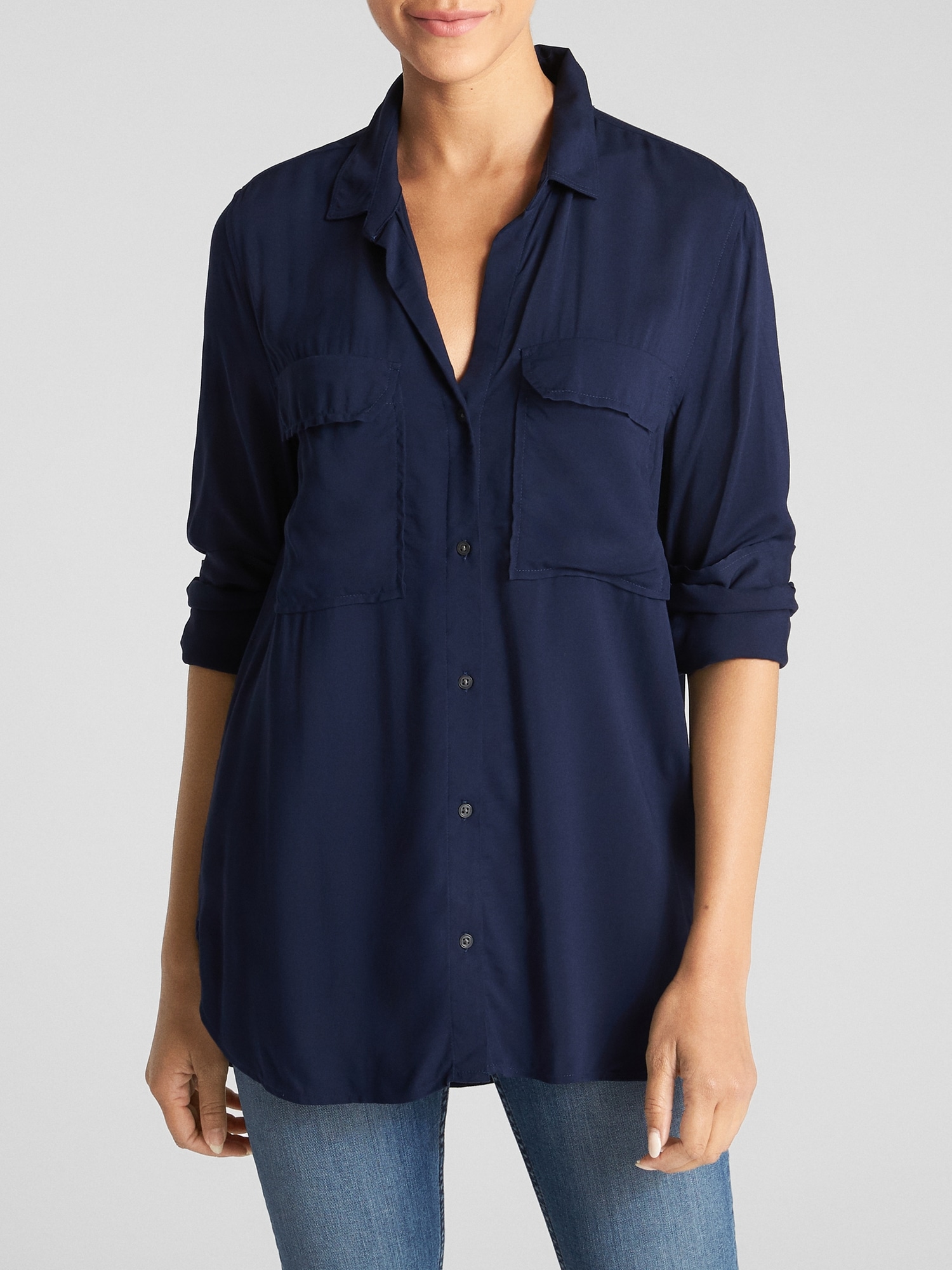 Print Utility Boyfriend Shirt Gap Factory