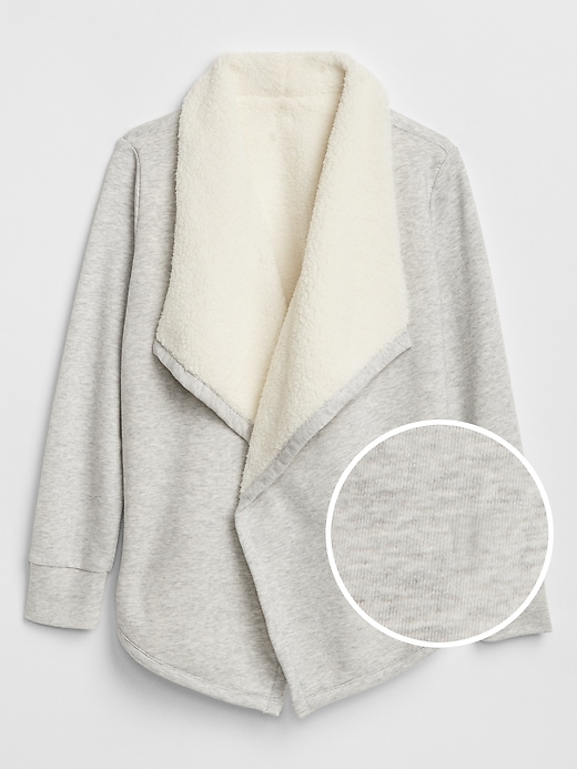 View large product image 1 of 1. Sherpa-Lined Open-Front Cardigan