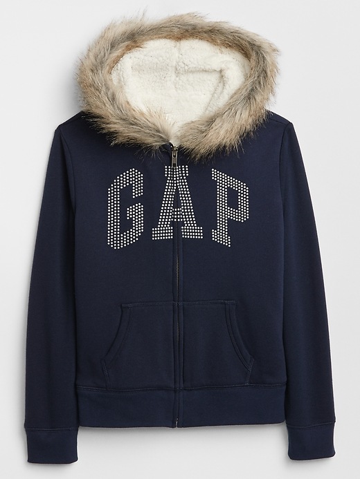 View large product image 1 of 1. Kids Gap Logo Sherpa Hoodie Sweatshirt