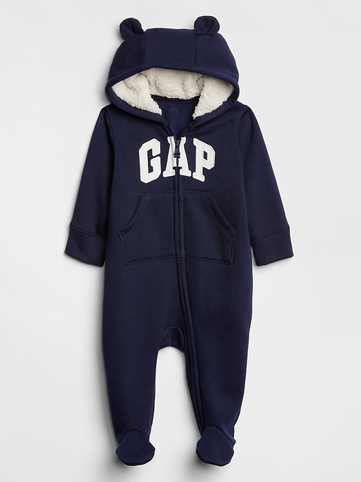 View large product image 1 of 1. Sherpa-Lined Logo Hoodie One-Piece