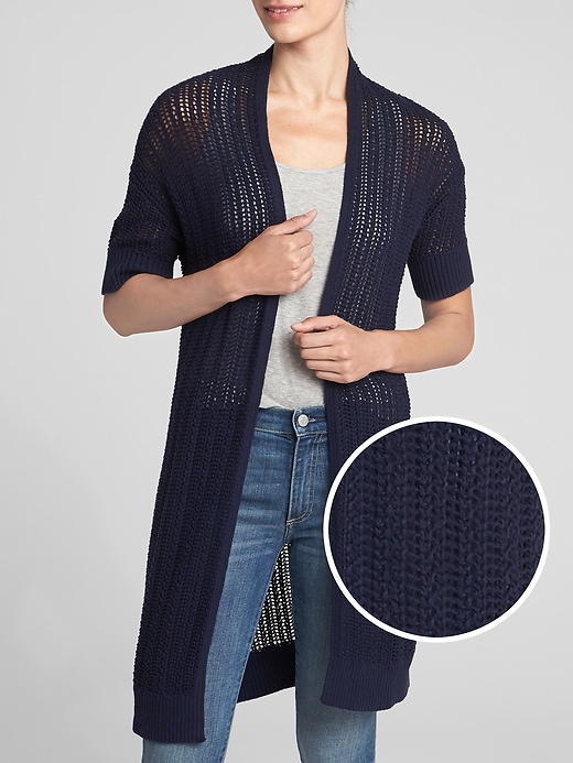 View large product image 1 of 1. Open-Front Textured Cardigan
