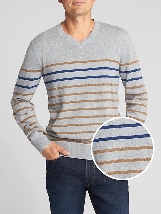 View large product image 1 of 1. Stripe V-Neck Sweater