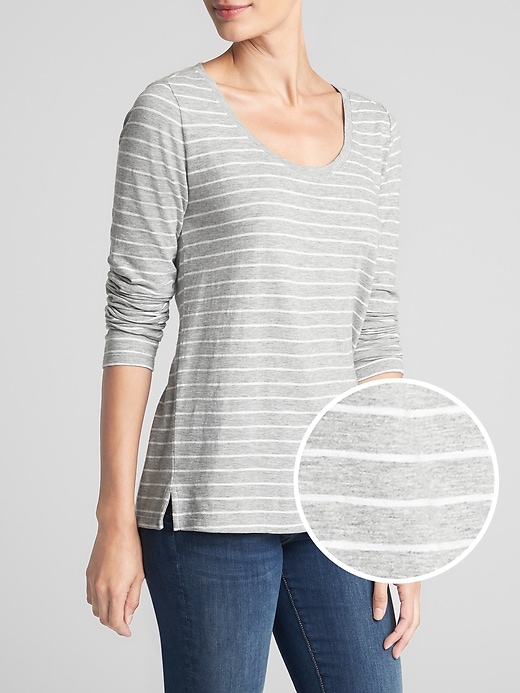 Image number 3 showing, Easy Stripe Long Sleeve Scoopneck T-Shirt