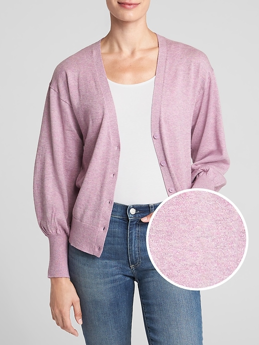 View large product image 1 of 1. Balloon Sleeve Cardigan Sweater