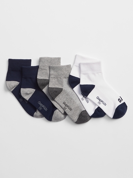 View large product image 1 of 1. Kids Gap Logo Quarter Crew Socks (3-Pack)