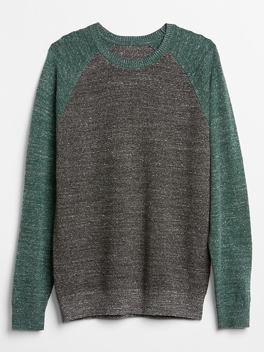 Image number 3 showing, Textured Colorblock Pullover Sweater in Cotton Blend