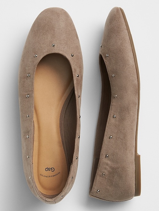 Image number 2 showing, Studded Ballet Flats in Faux Suede