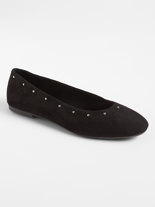 Image number 3 showing, Studded Ballet Flats in Faux Suede