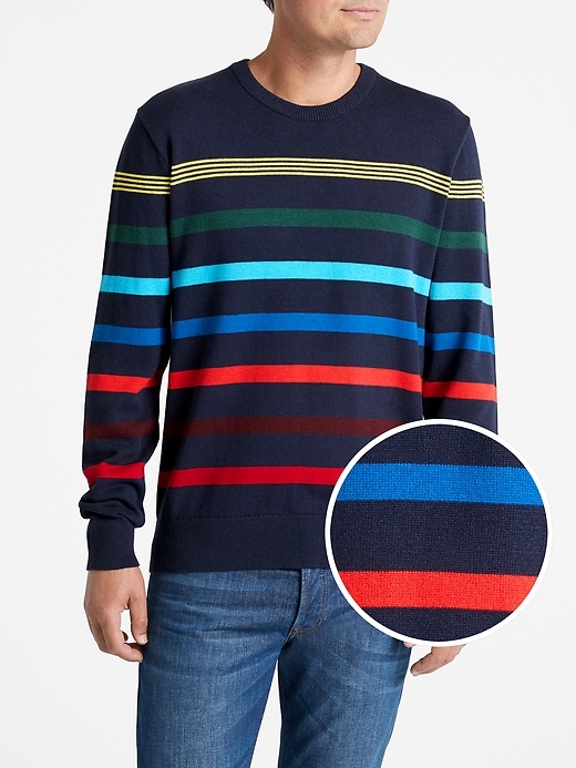 View large product image 1 of 1. Crazy Stripe Crewneck Pullover Sweater
