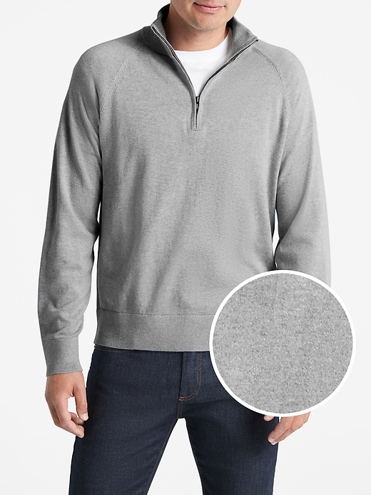 View large product image 1 of 1. Half-Zip Mockneck Sweater in Cotton