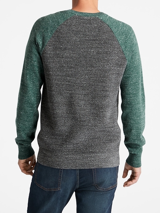 Image number 2 showing, Textured Colorblock Pullover Sweater in Cotton Blend