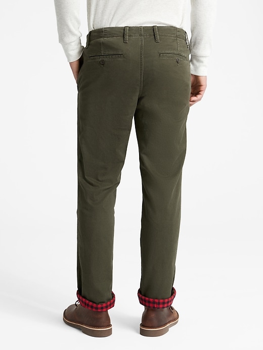 Image number 2 showing, Flannel-Lined Twill Pants in Straight Fit