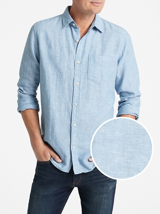 View large product image 1 of 1. Standard Fit Shirt in Linen-Cotton
