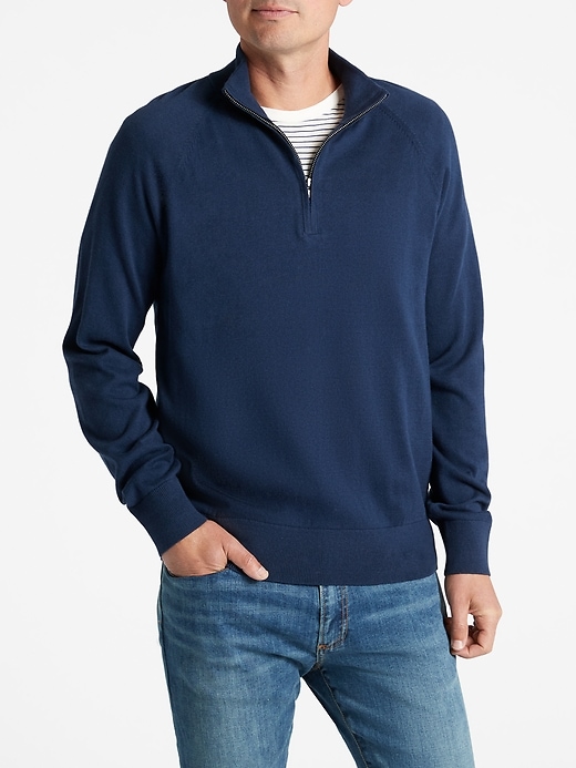 Image number 5 showing, Half-Zip Mockneck Sweater in Cotton